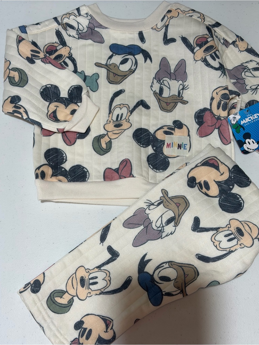 Disney Cream Cartoon Character Pullover and Pants Set size 2T